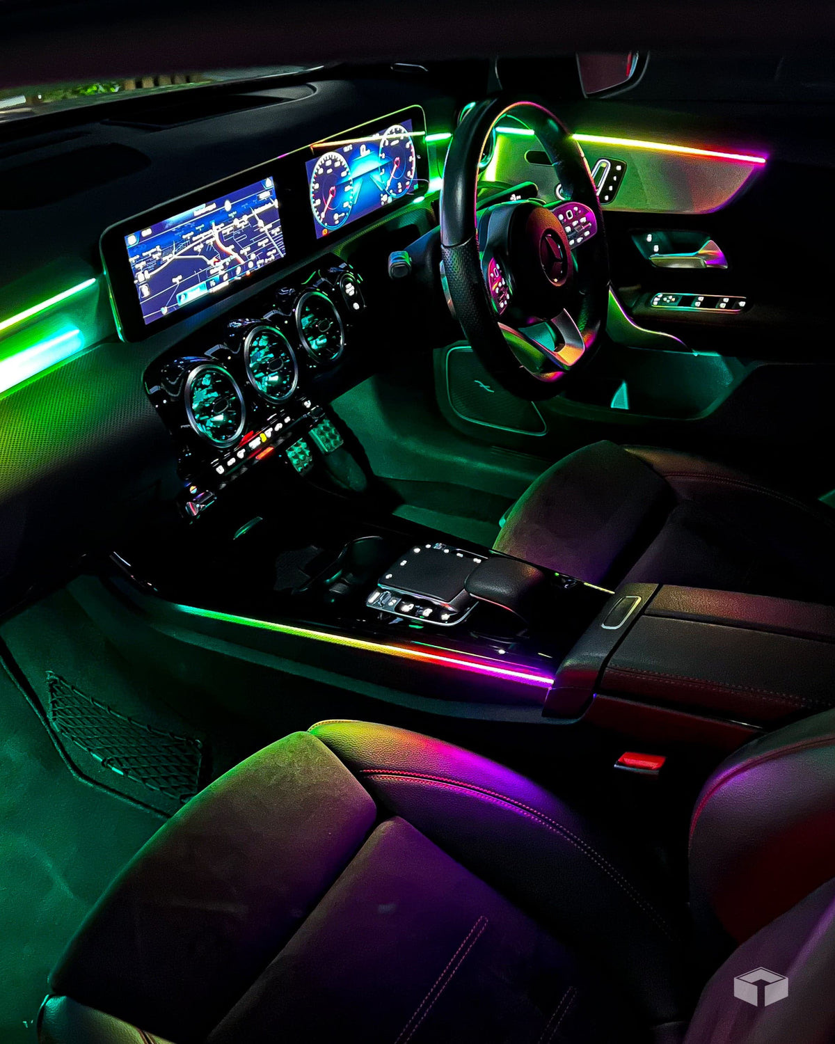 RGB ambient lighting in a Mercedes interior